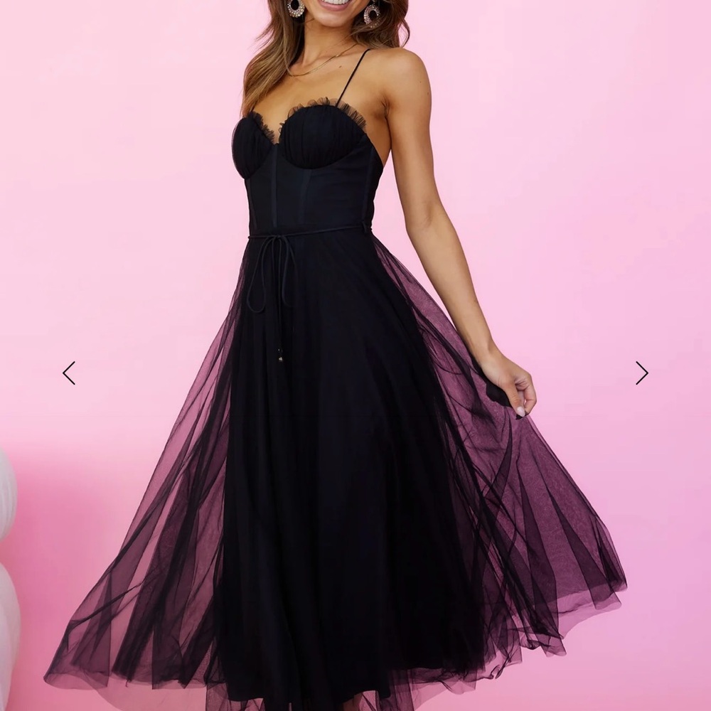 Hello Molly Whimsygoth Formal Black Tulle Midi Dress - Picture 2 of 8
